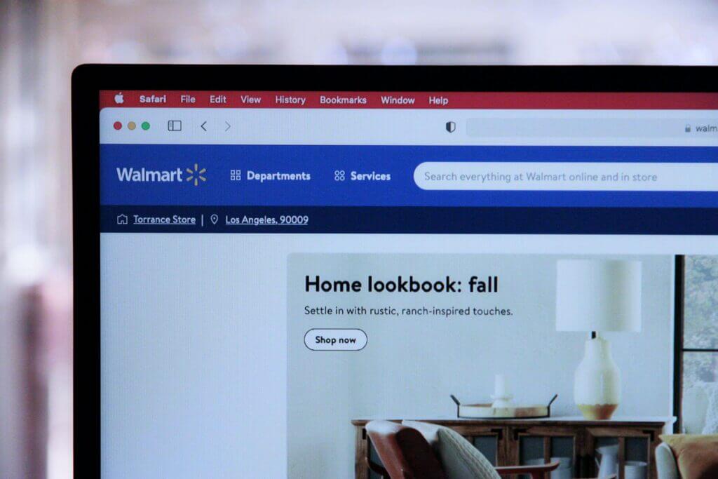 walmart website display on laptop screen
